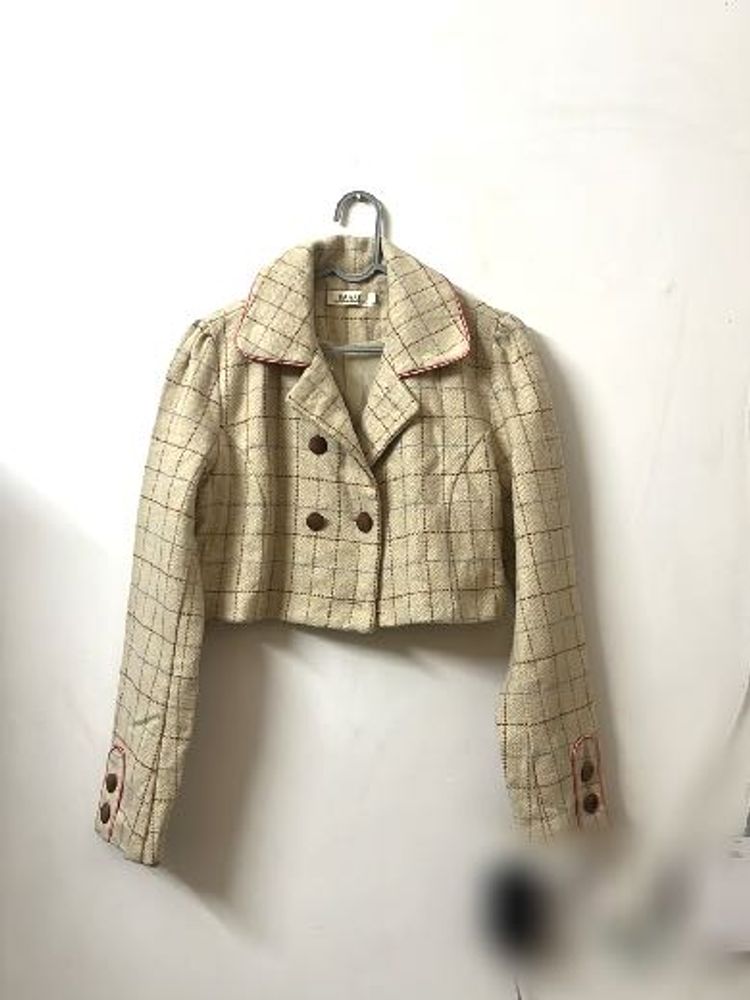 Checkered Cropped Blazer Jacket