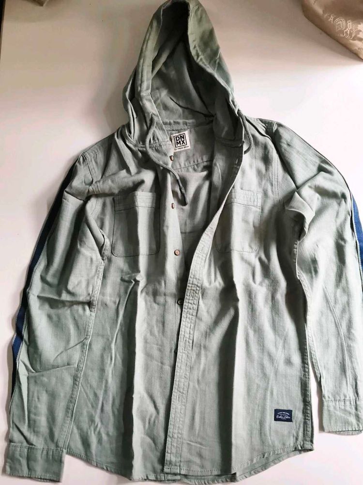 Hooded Button-Up Shirt