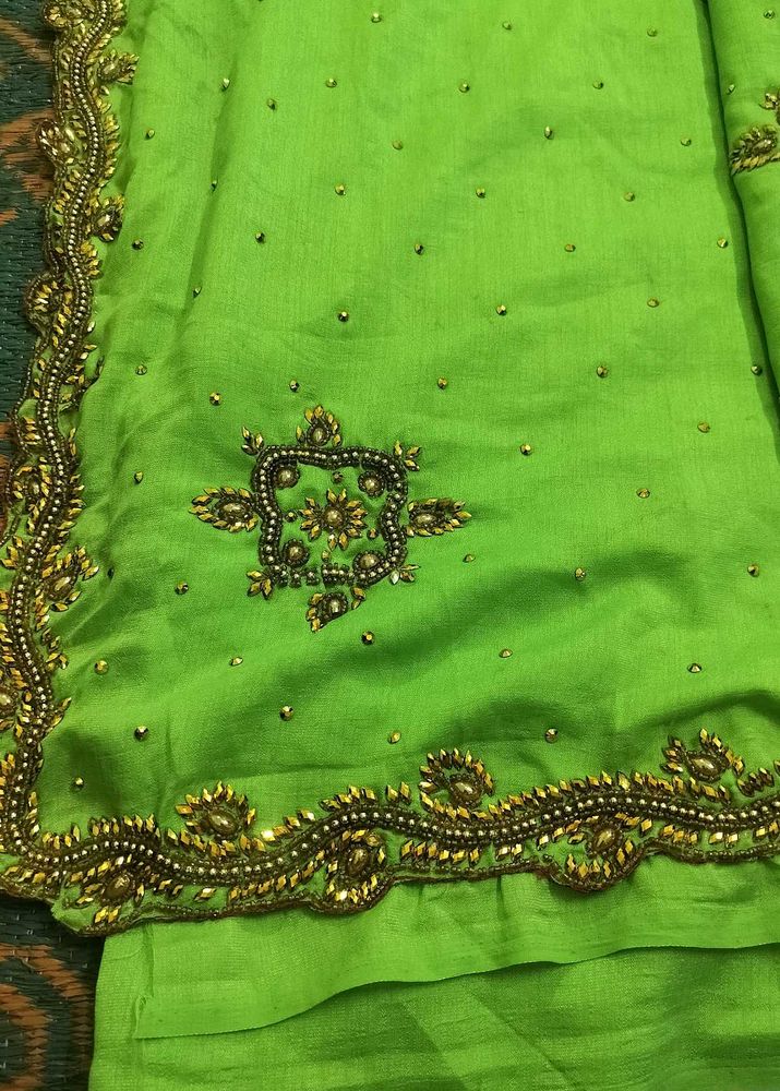 Maggam work Silk saree with running blouse