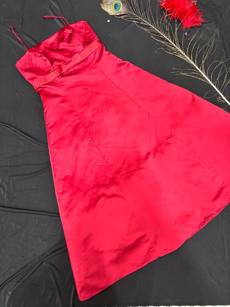 Bold Red Midi Gown Dress