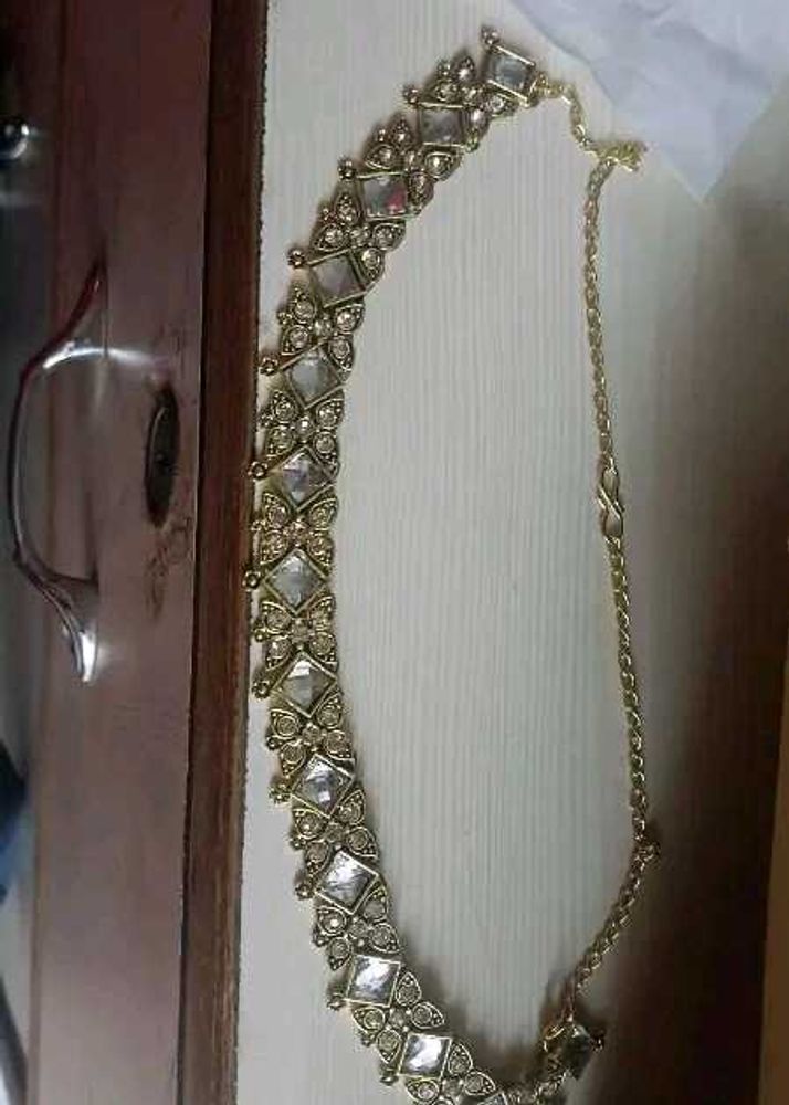 Brass Gold Plated Necklace With Earrings