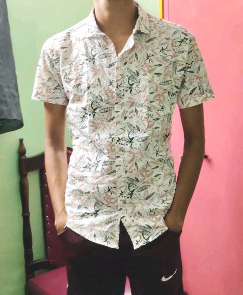 Trendy Floral Half Sleeve Shirt – M Size