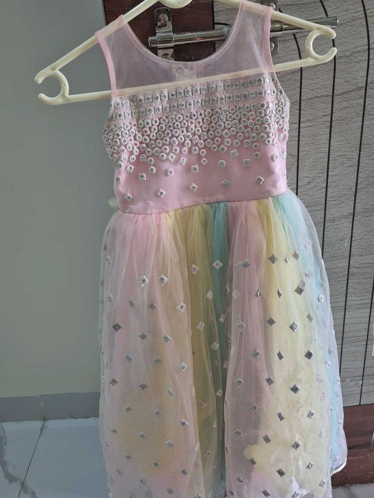 Pastel Rainbow Tulle &amp; Sequin Party Dress