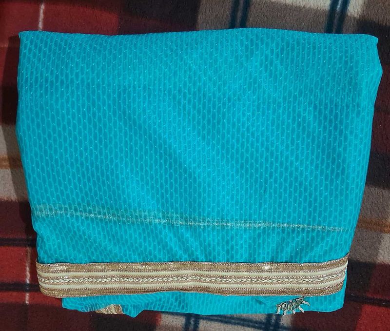 Teal Blouse with Gold Detail