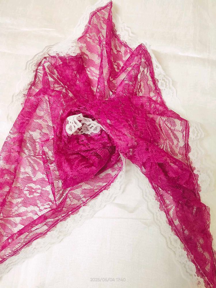 Purple Color Church Scarf Veil Floral Netted Lace