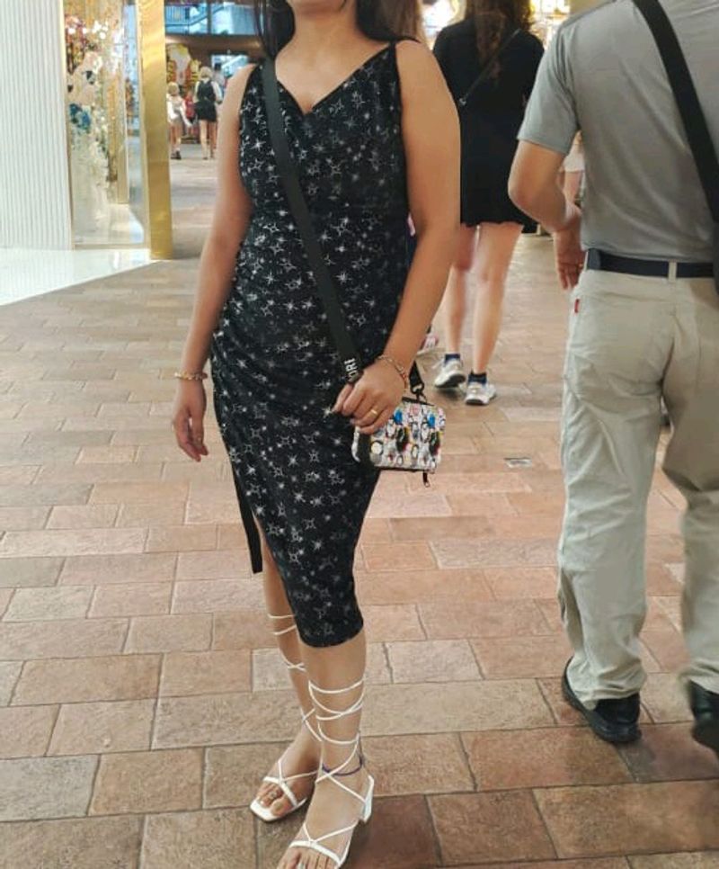 Black side cut dress