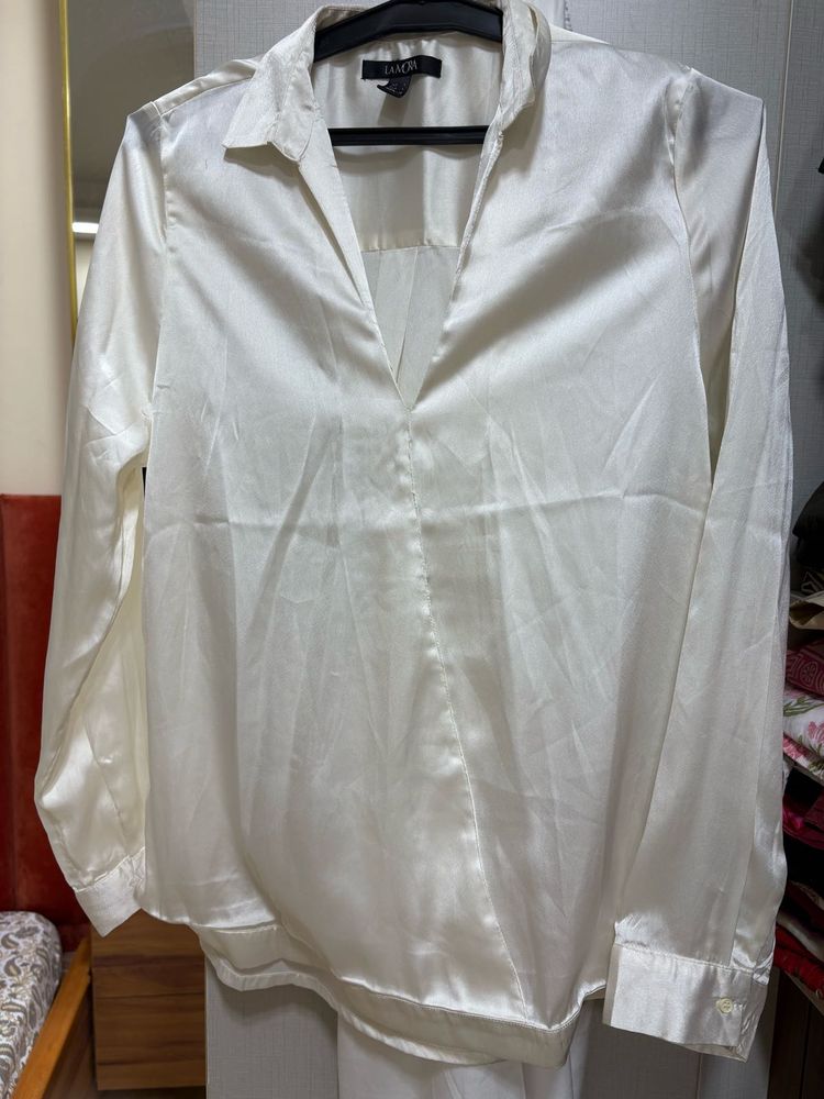 White Satin Top
