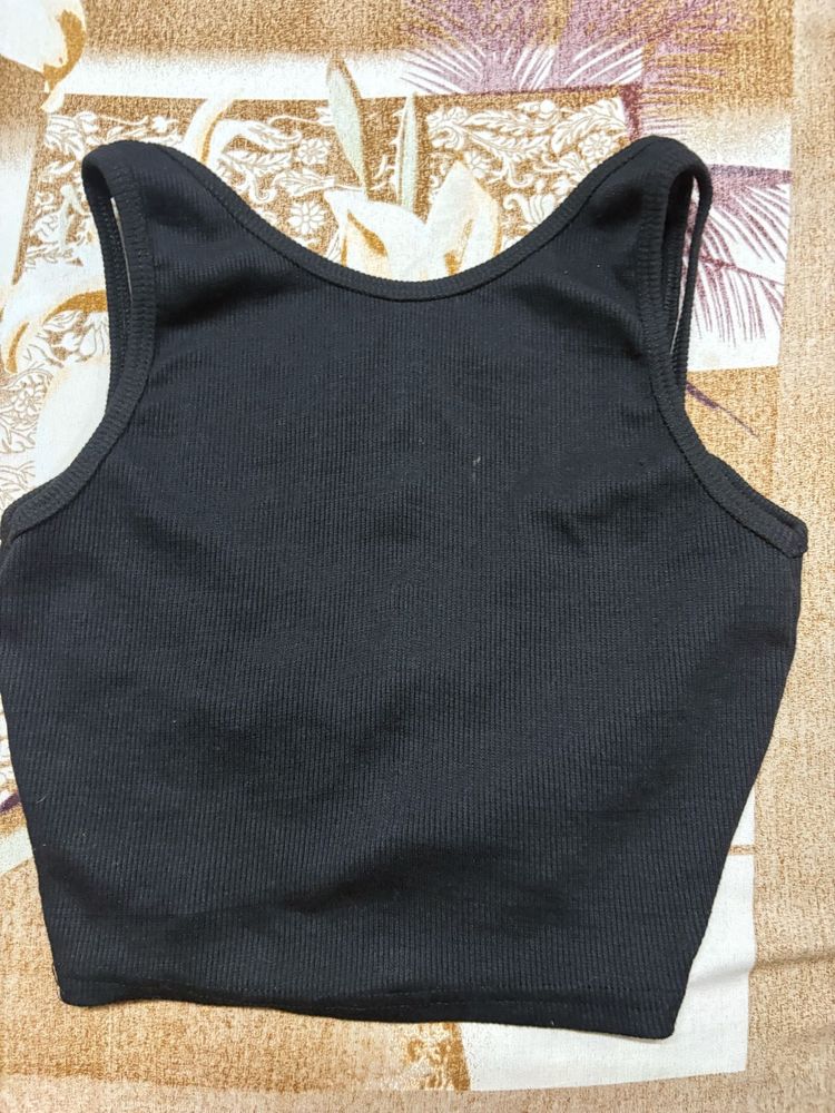 Black Ribbed Tank Top