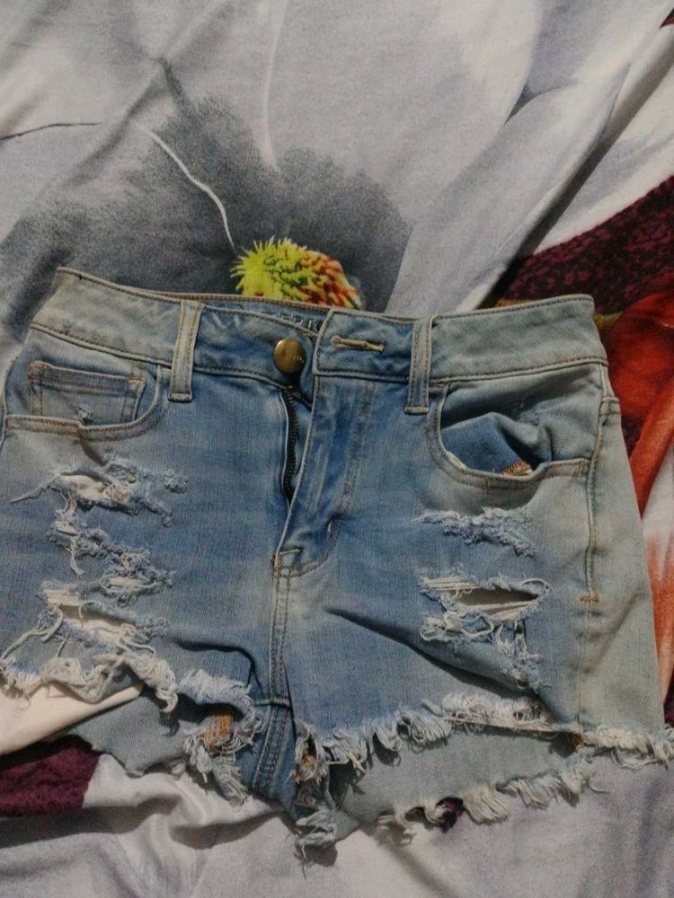 Distressed Denim Shorts