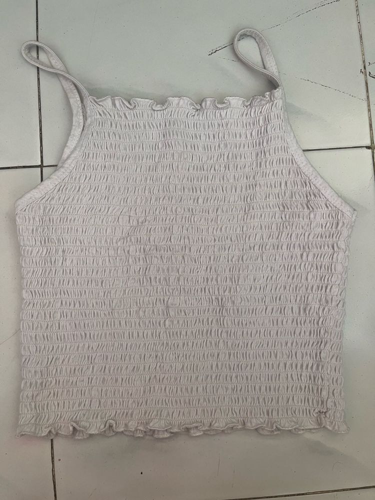 White Smocked Tank Top Xs size