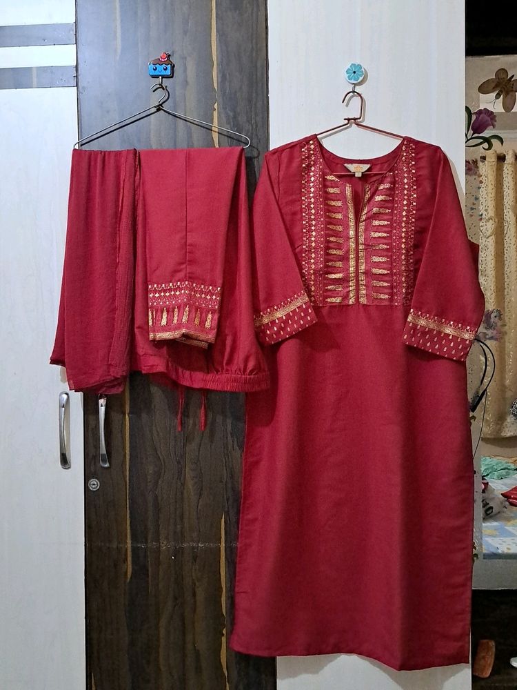 Myntra Maroon Complete Suit Set 🔥
