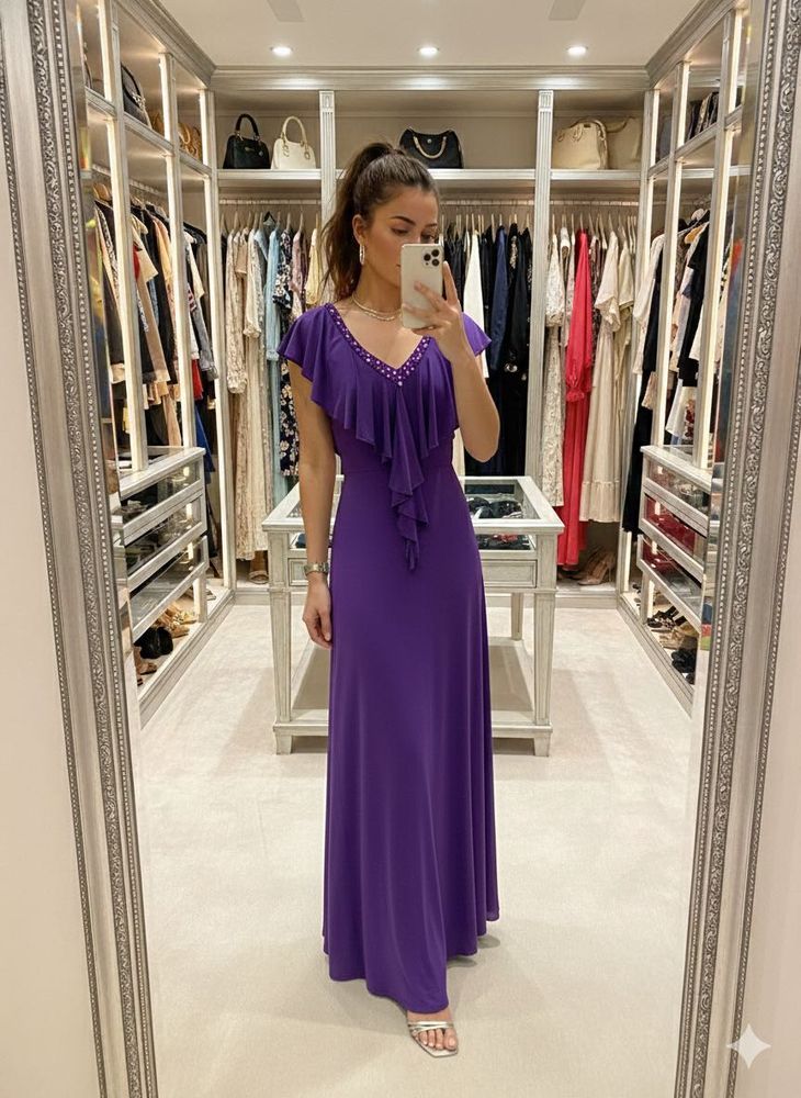 branded plus size Elegant Purple Maxi Dress