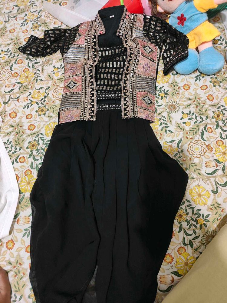 Heavy Work Dhoti Pant Set With Jacket