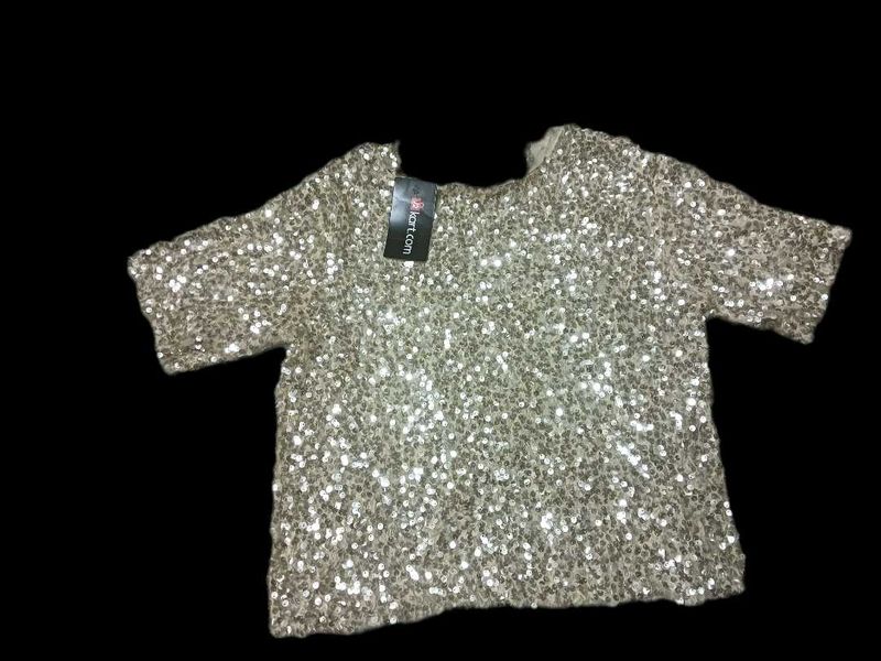 With Tag Sequin Embellished Branded Top