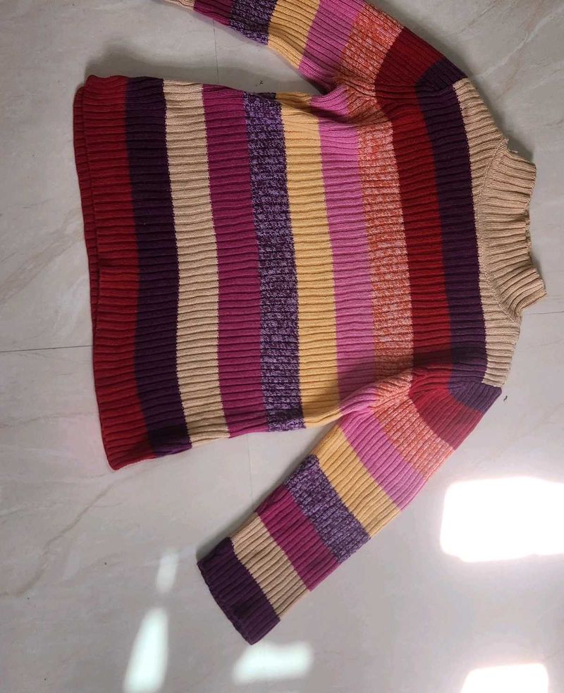 Colorful Striped Knit Sweater – Women&#39;s Size M