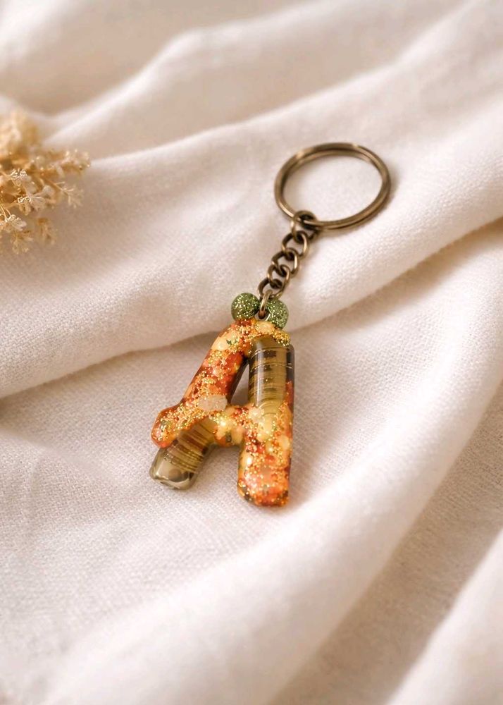 Letter A Resin Keychain