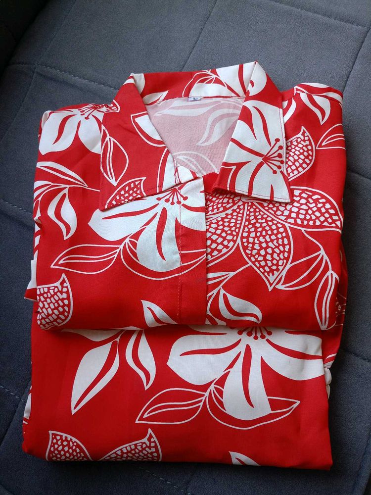 Red Floral Shirt &amp; Pants Pair (Size - L)