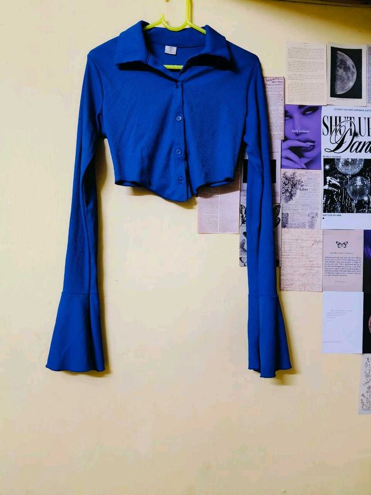 Blue Bell Sleeve Crop Top