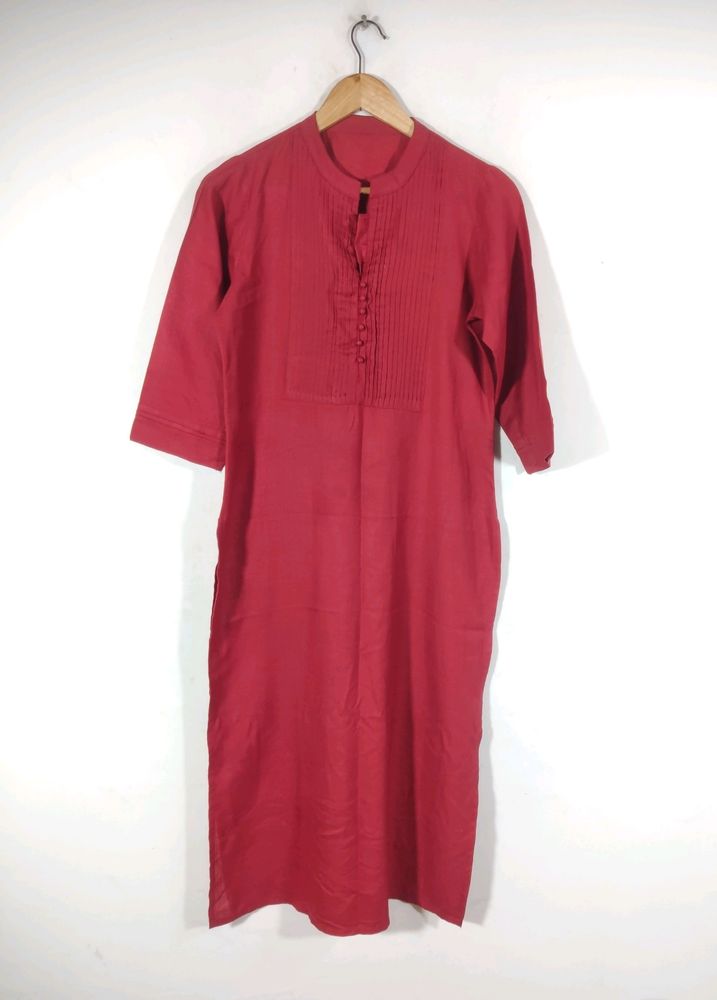Red Plain Casual Kurta(Women)