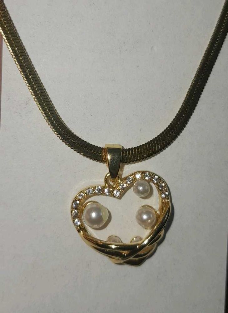 Heart Pearl Pendant Necklace Anti tarnish