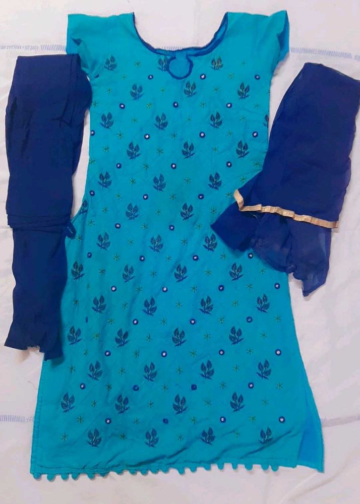 Blue Embroidered Kurta Set