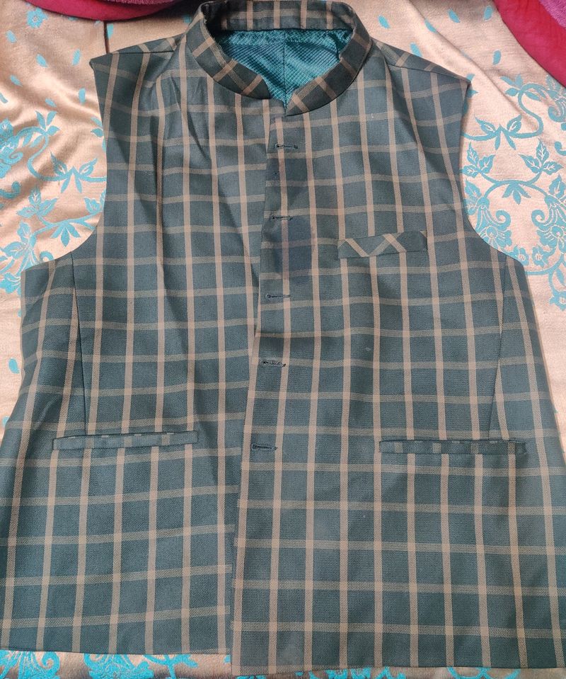 Dark Green Nehru Jacket For Mens (4xl)