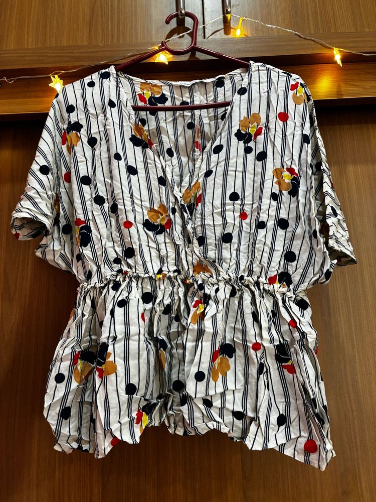 Striped Floral Print Top