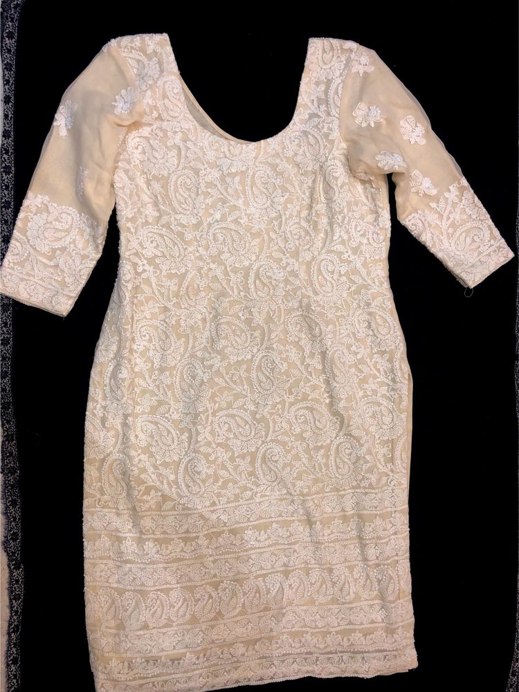 Beautiful Beige Suit Thread Work
