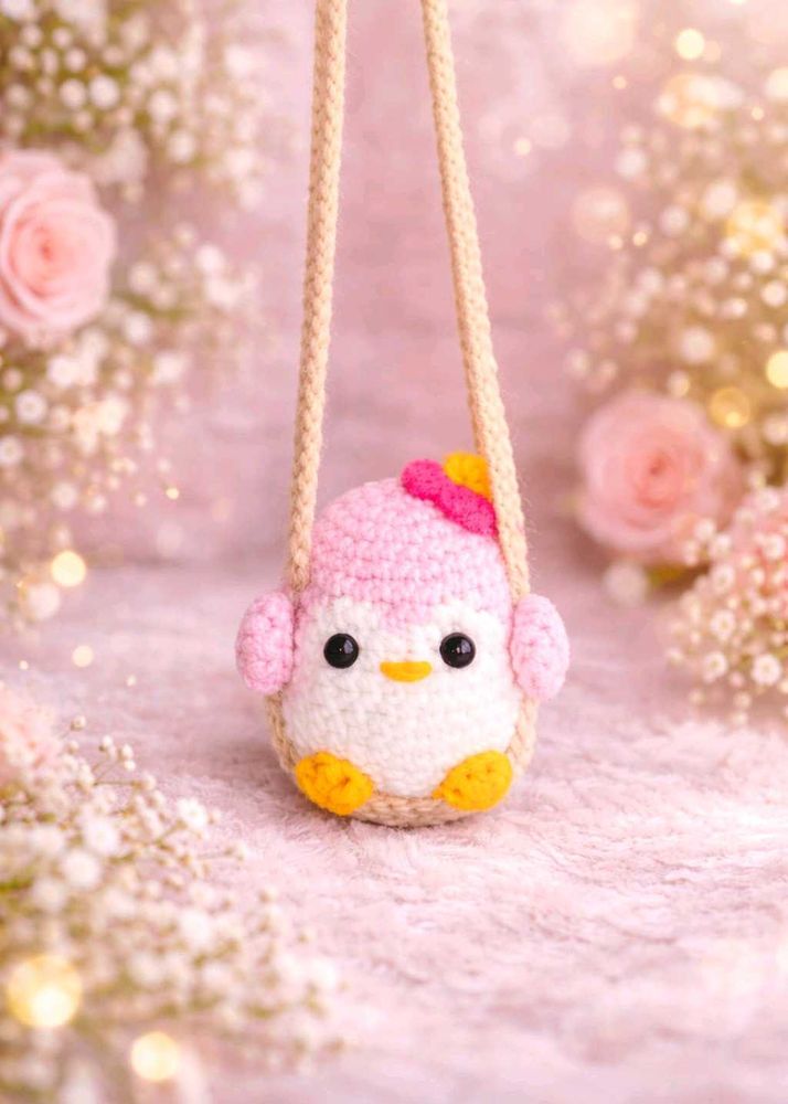 Crochet Penguin car hanging