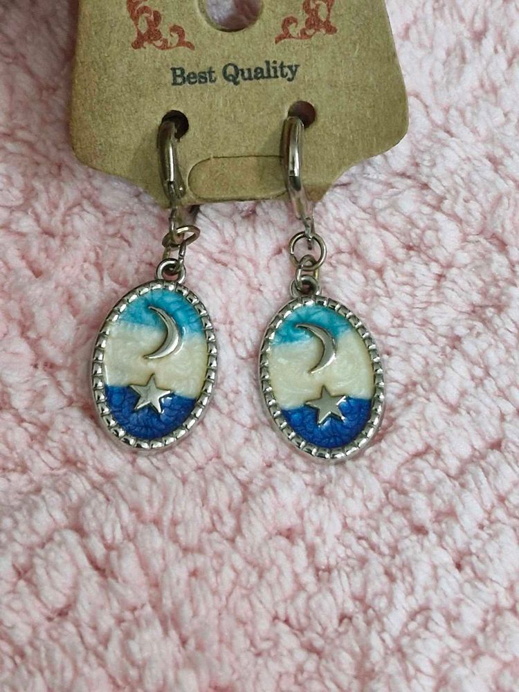 Moon &amp; Star Dangle Earrings