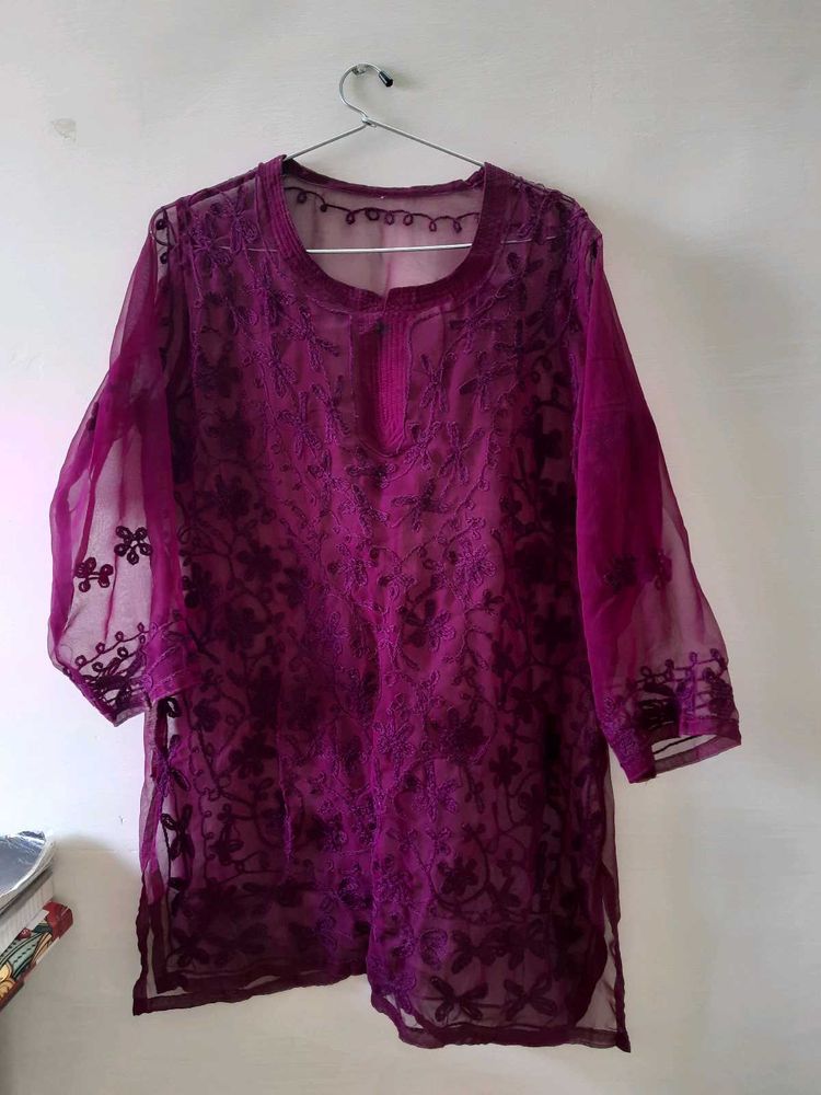 Chikankari Lucknowi Kurti