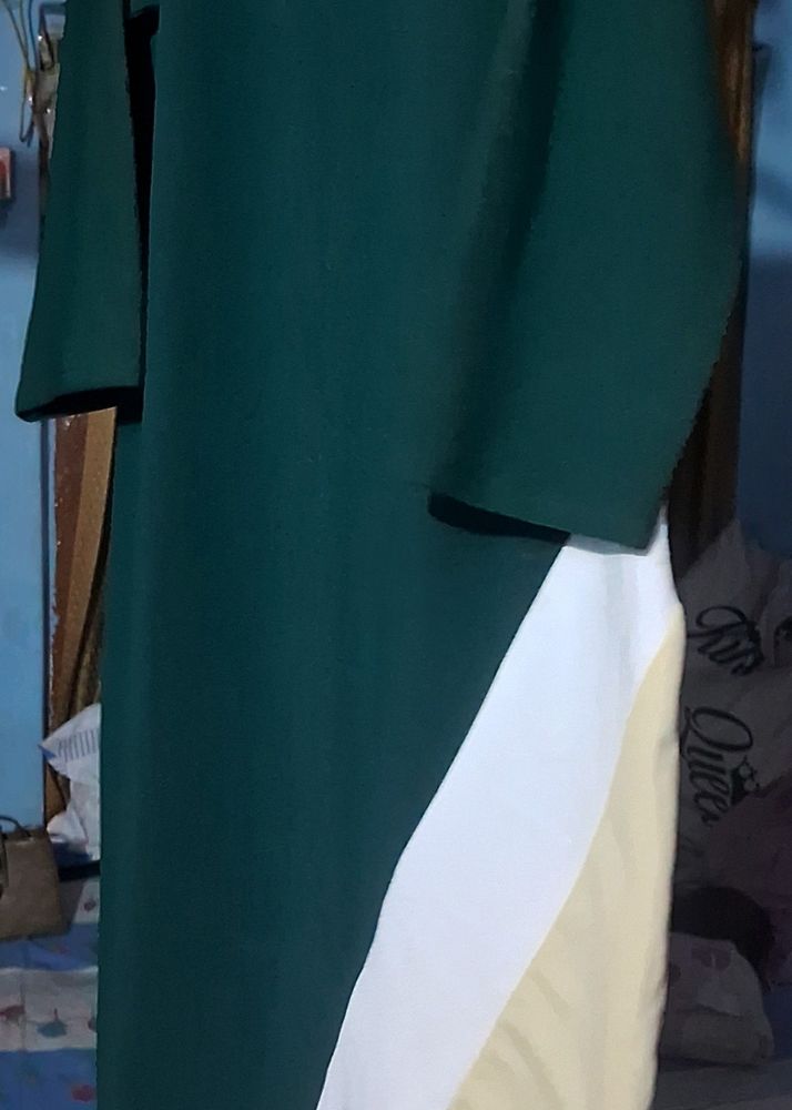 Green &amp; White Modest Dress