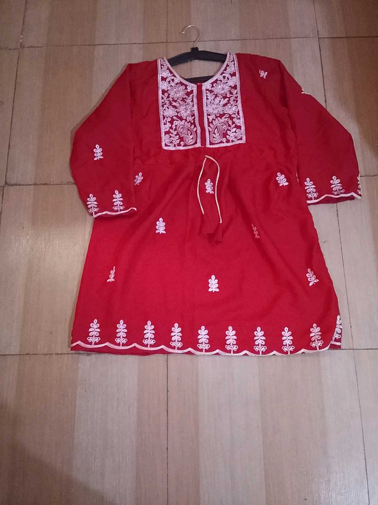 Red Short Kurti Top