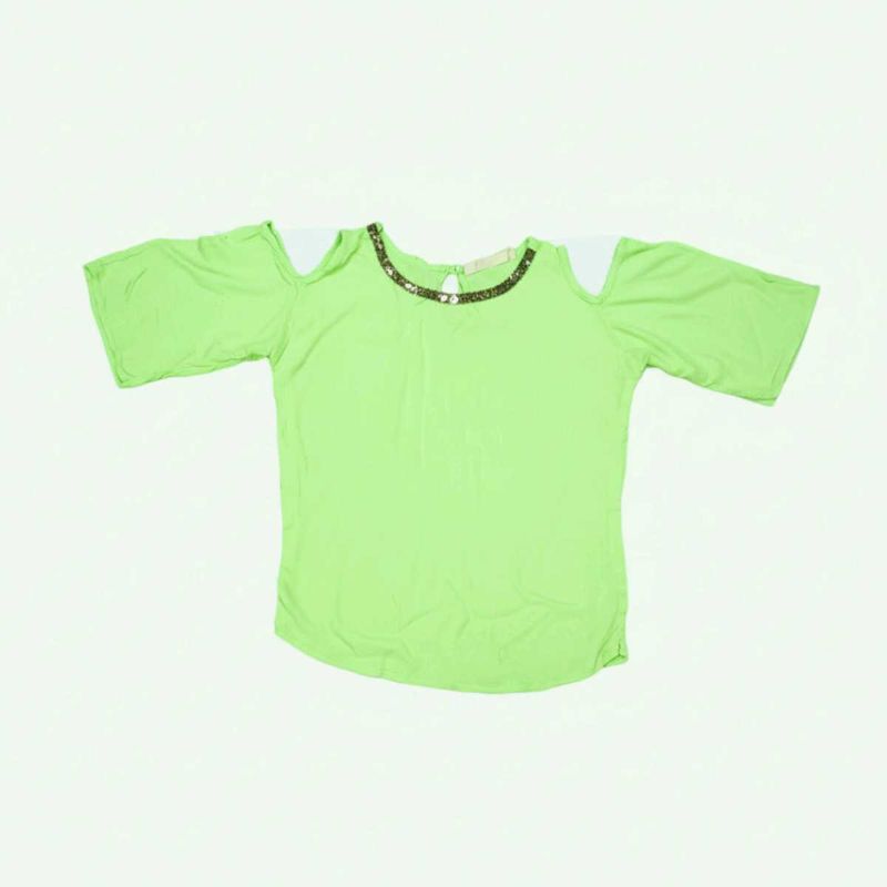 Top Bright Lime Cut-Shoulder