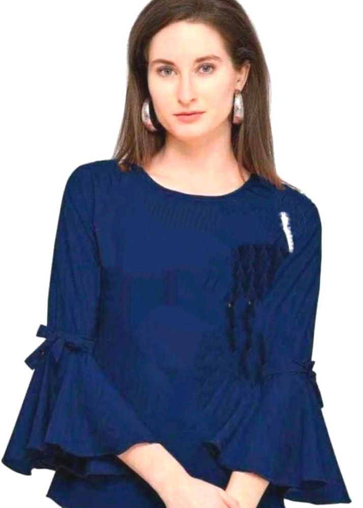 Navy Bell Sleeve Top