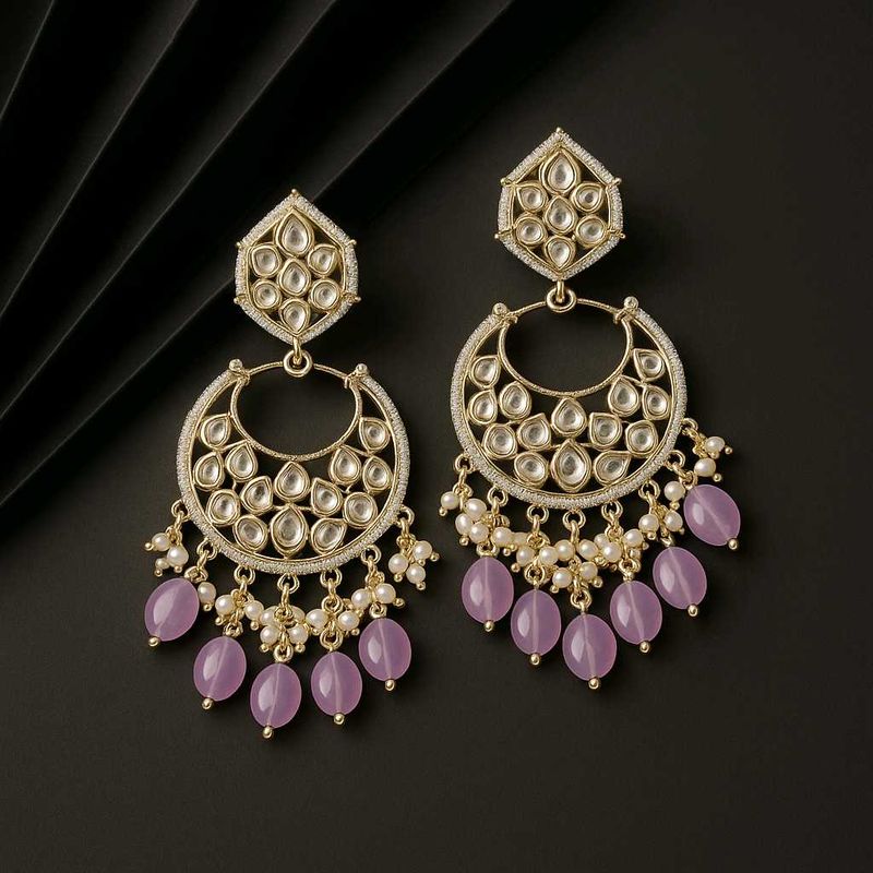 Statement Earrings with Purple Beads