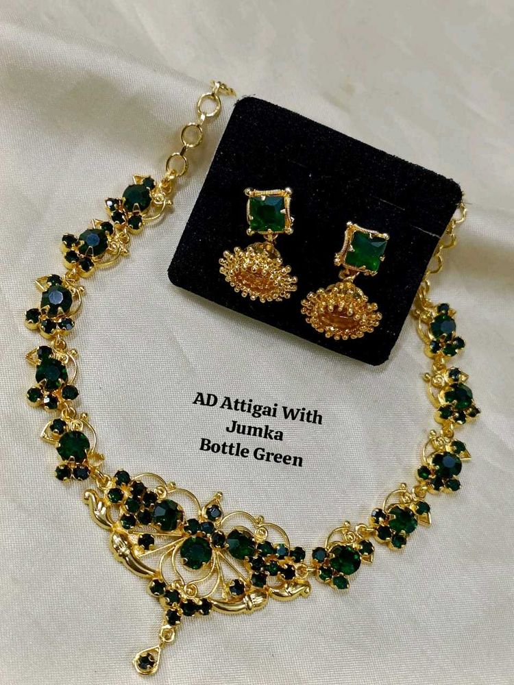 Green AD Attigai Jhumka Set