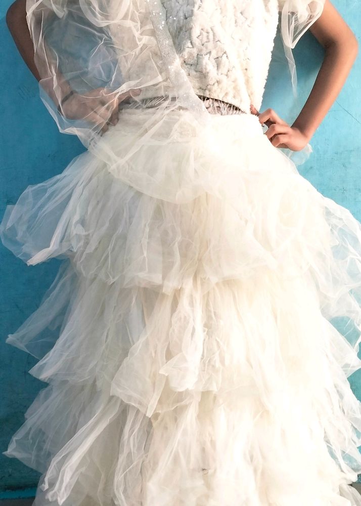 Full White Colour Lehnga Choli Duptta