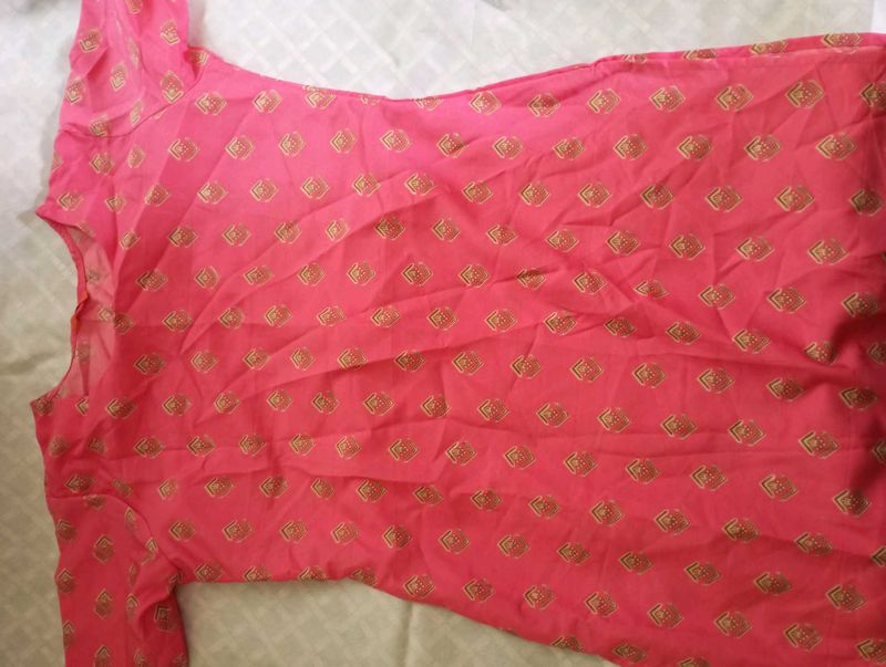 Pink &amp; Gold Print Kurti 4 Kurtas