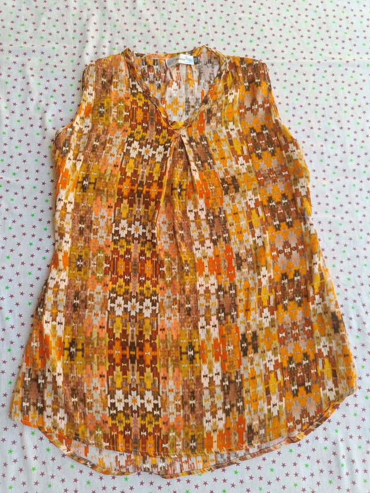 Retro Print Sleeveless Top