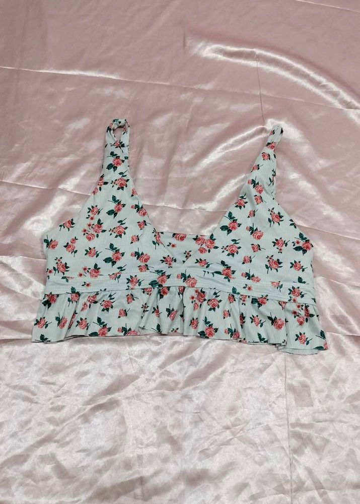 Floral Ruffle Crop Top