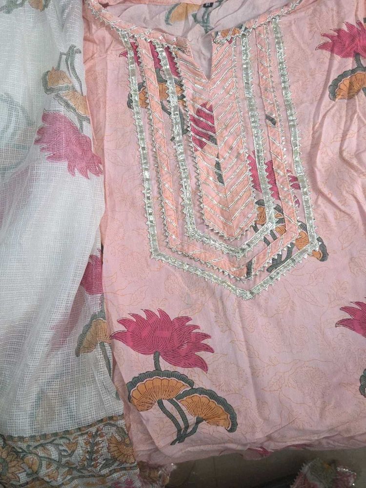 Pink Floral Kurti Set