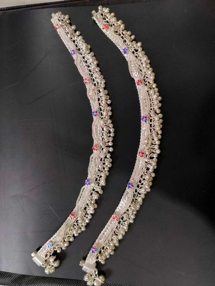 Silver Anklets with Bells