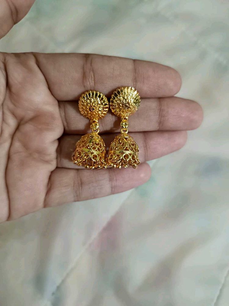 Golden Jhumka Earrings