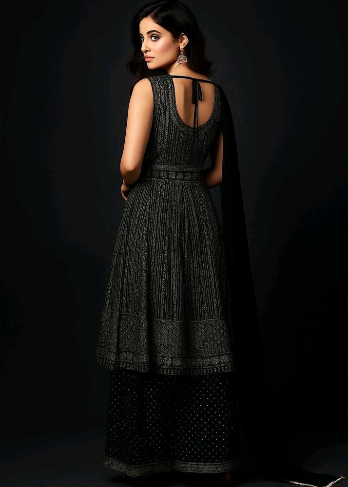 Black Embellished Garara Sharara