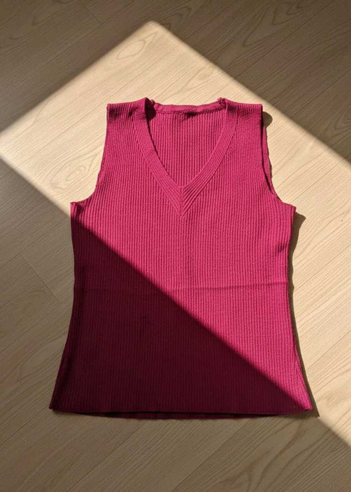 Red Knit Tank Top