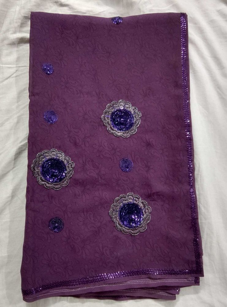 Elegant Purple Saree - New Unused