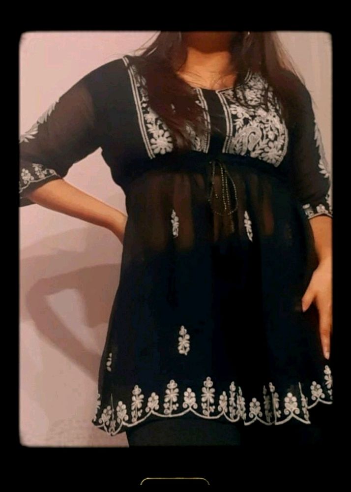 Black Chikankari Kurti Size L ,xl