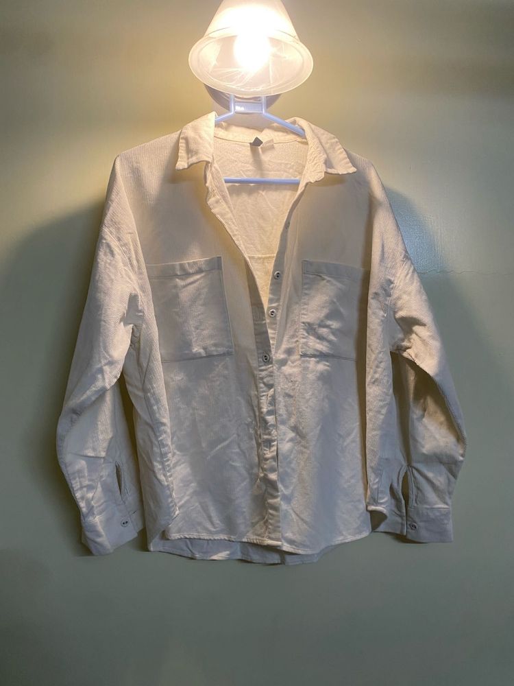 Oversized Cream Button-Down Shirt