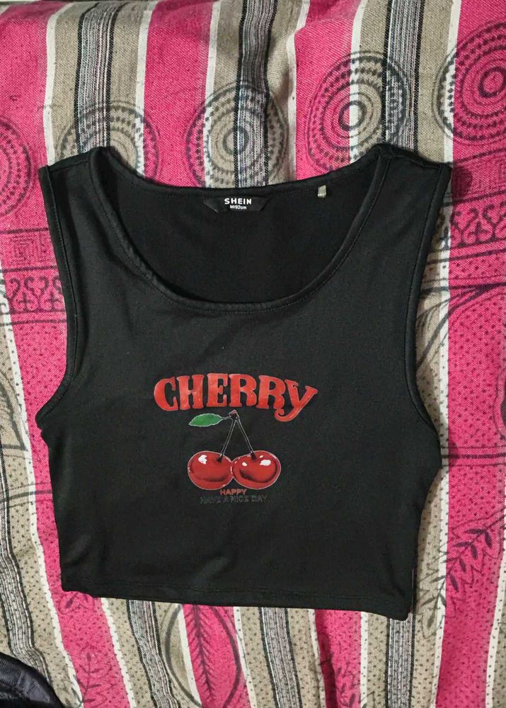 Cherry Graphic Crop Top 🩷✨